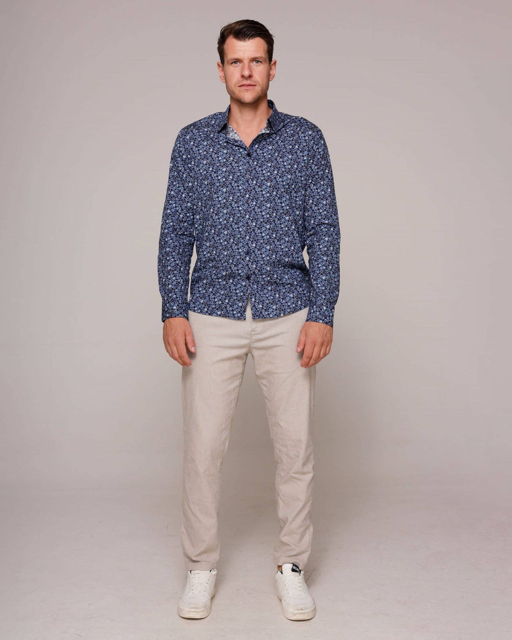 Fontainebleau | Blue Circles Men's Elevated Printed Shirt