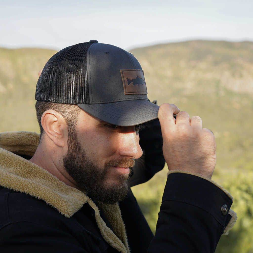 Trout Hat - Leather Patch Trucker Cap