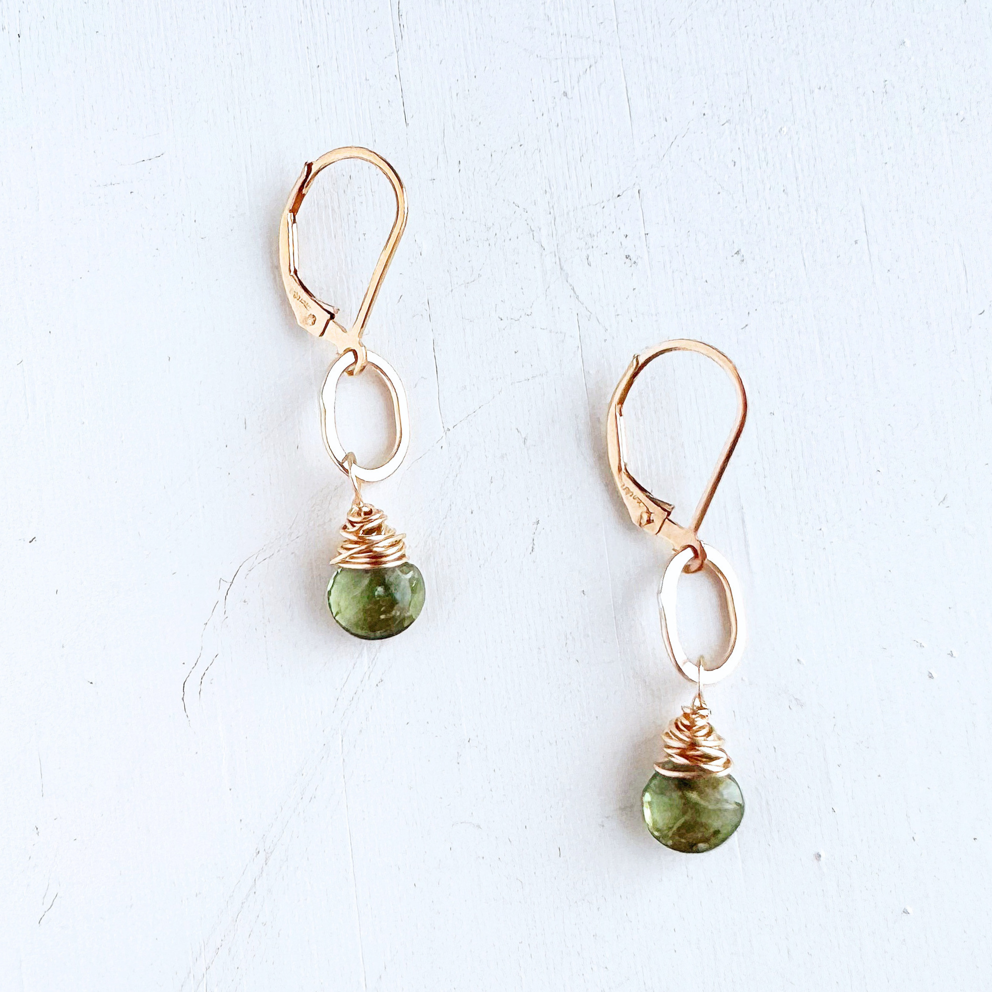 Peridot Bay Little Gemstone Drop Earrings - Gold Filled