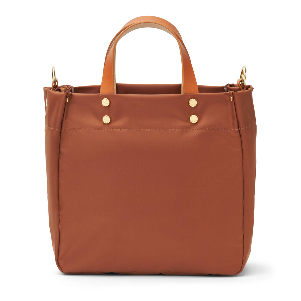 "Joey" Cognac Nylon Tote with Leather Accents