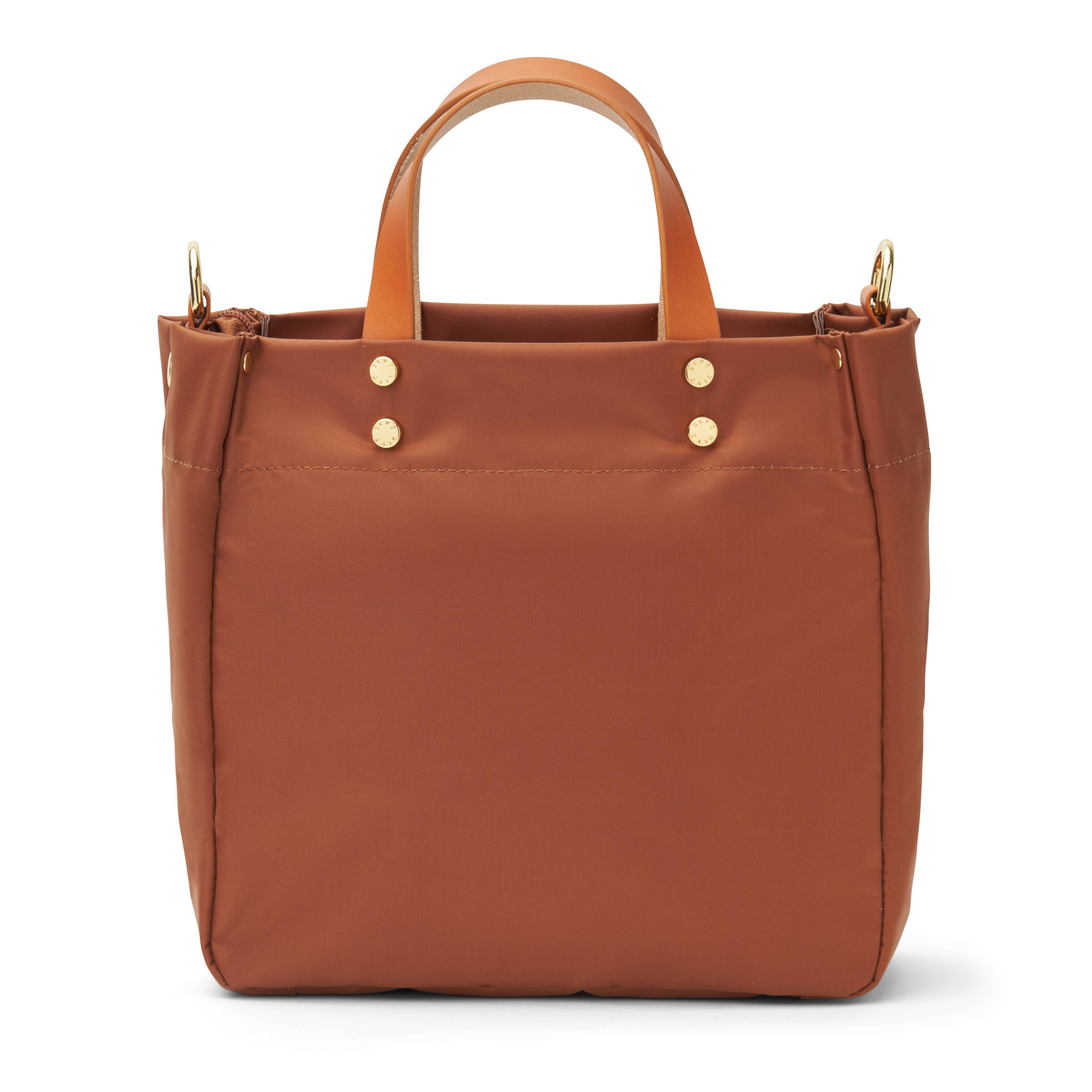 "Joey" Cognac Nylon Tote with Leather Accents