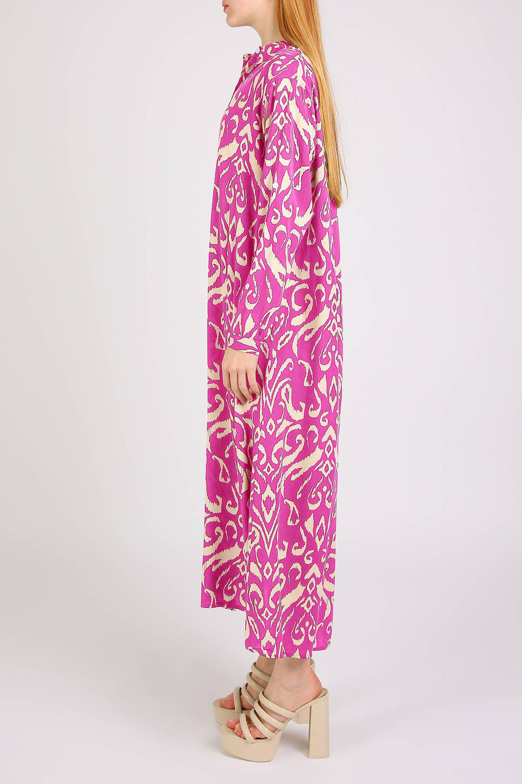 Abstract Contrast Printed Maxi Shirt Dress PM3077