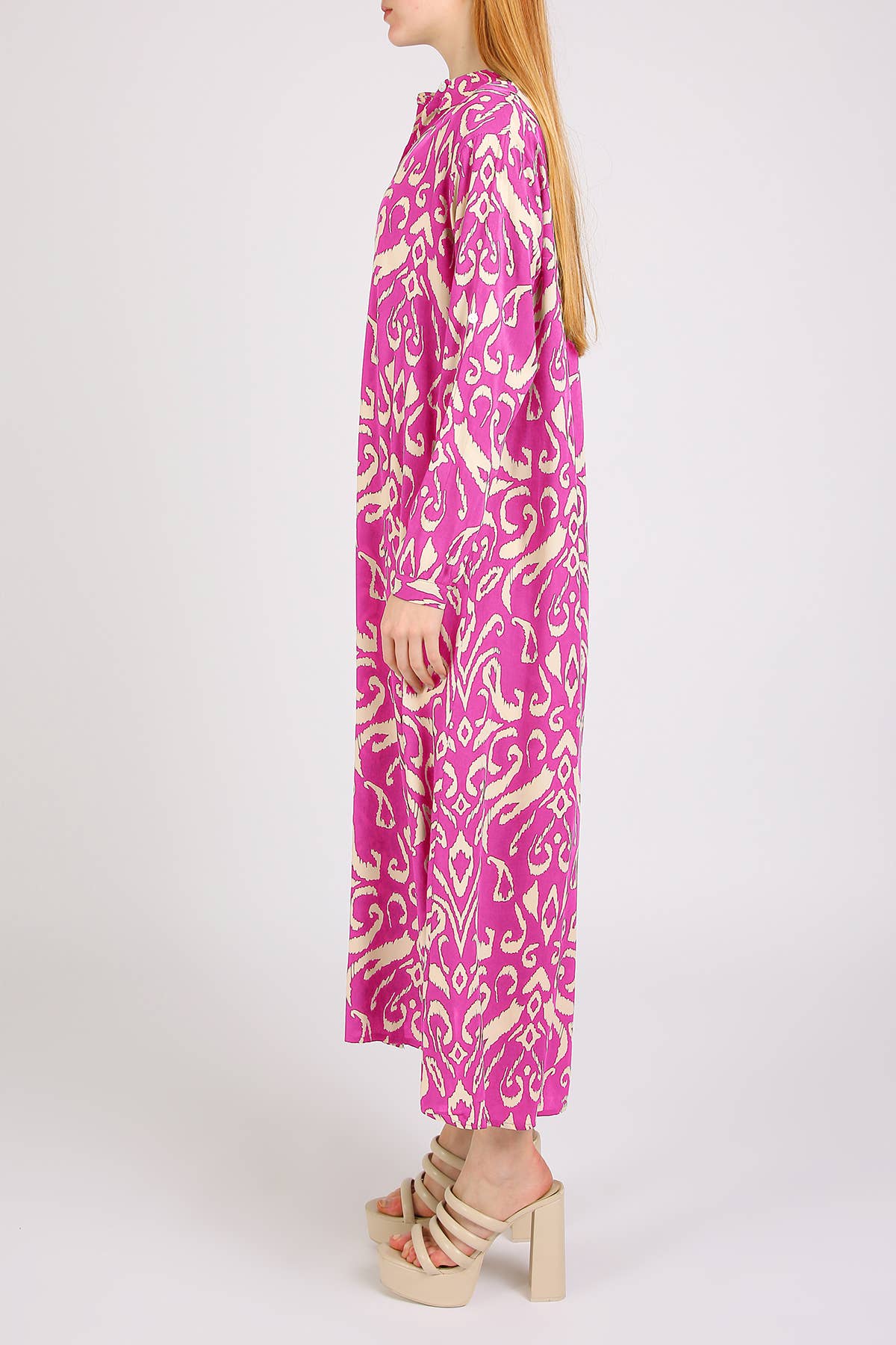Abstract Contrast Printed Maxi Shirt Dress PM3077