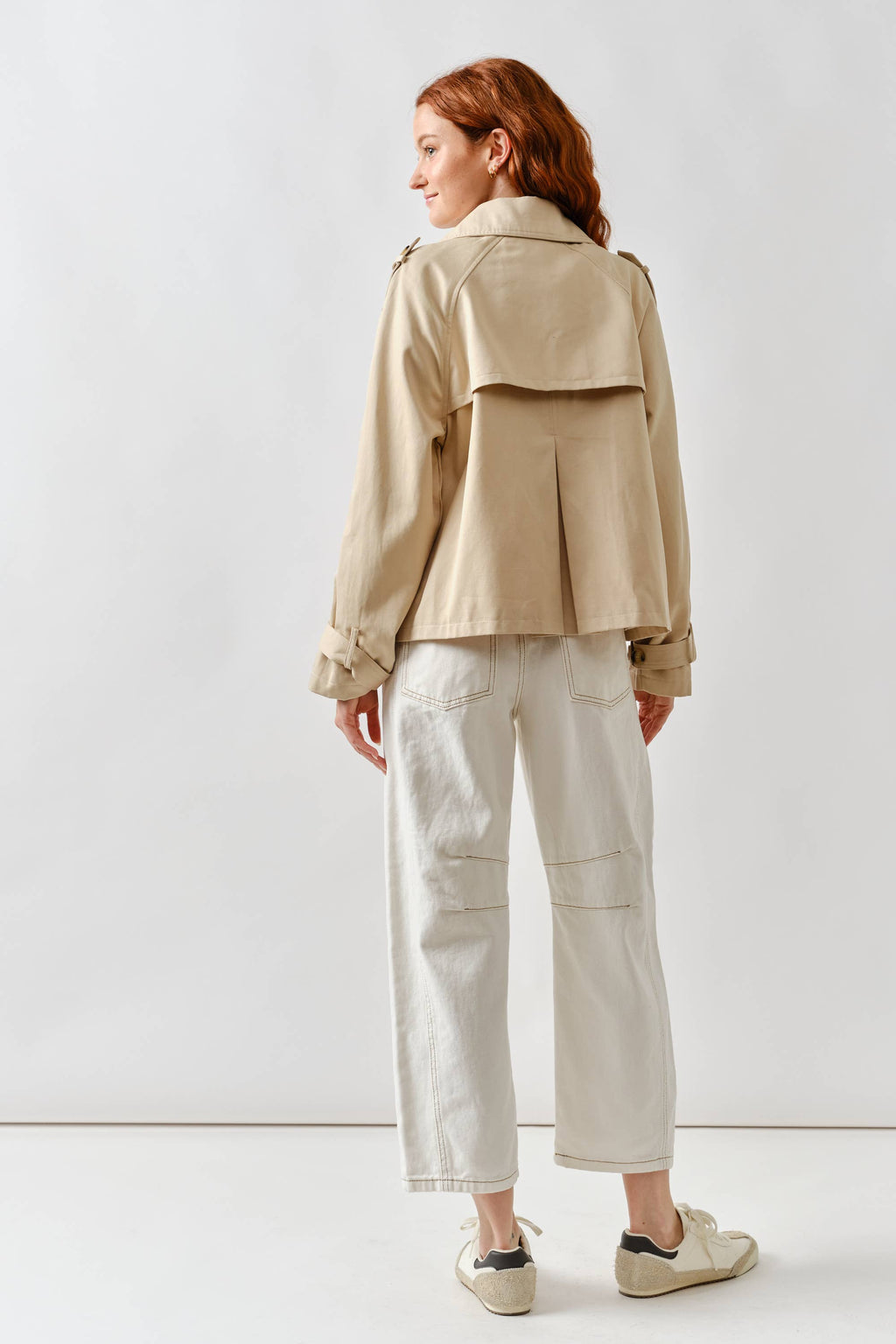 AJJ5018 HALF TRENCH DOUBLE BUTTON JACKET
