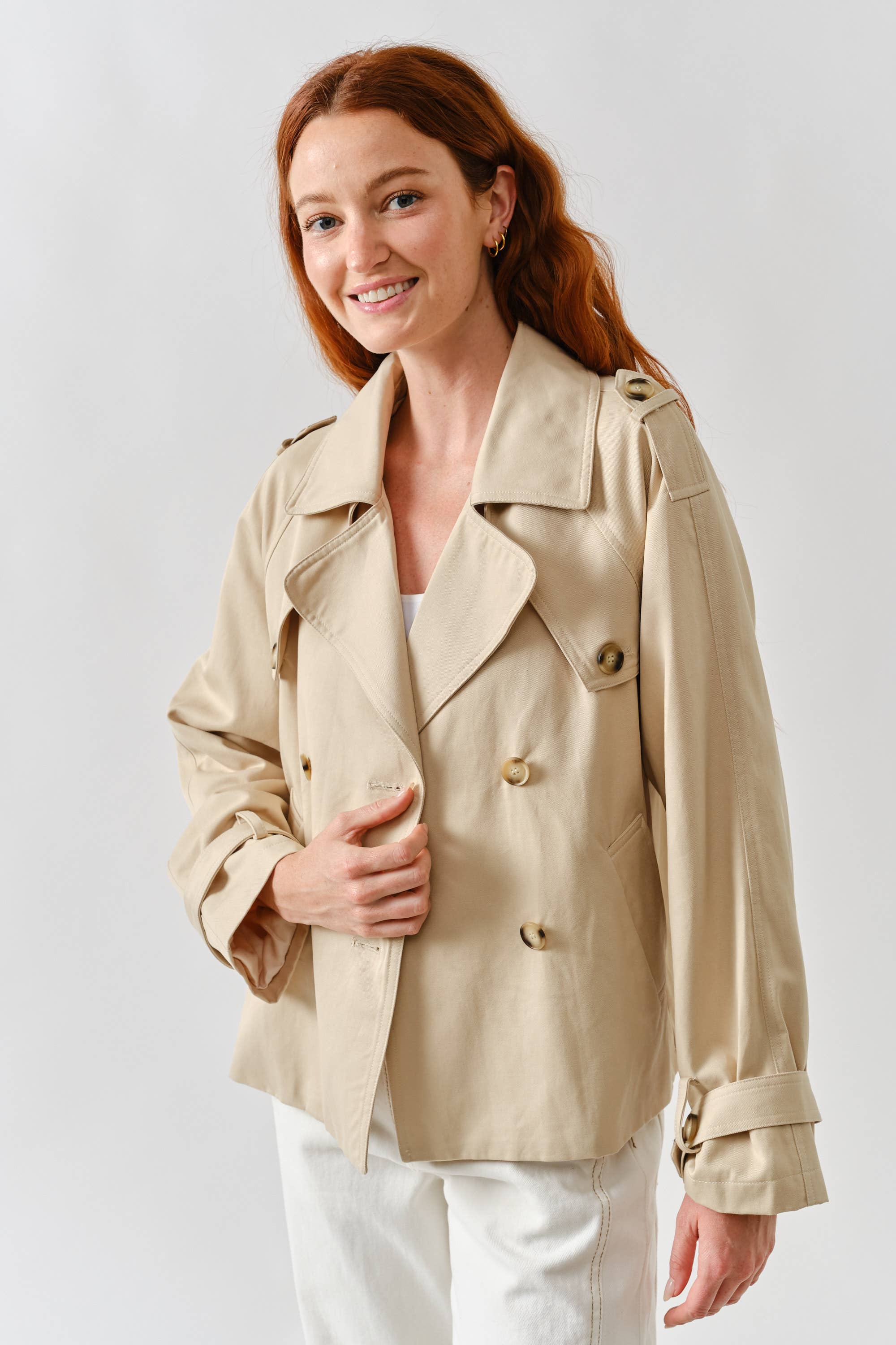 AJJ5018 HALF TRENCH DOUBLE BUTTON JACKET