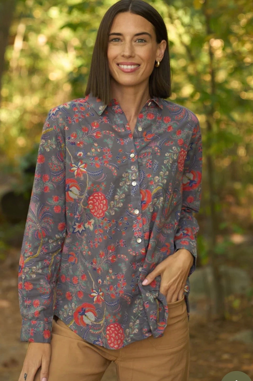 Good Boyfriend Shirt - Vine and Leaf Dove Grey