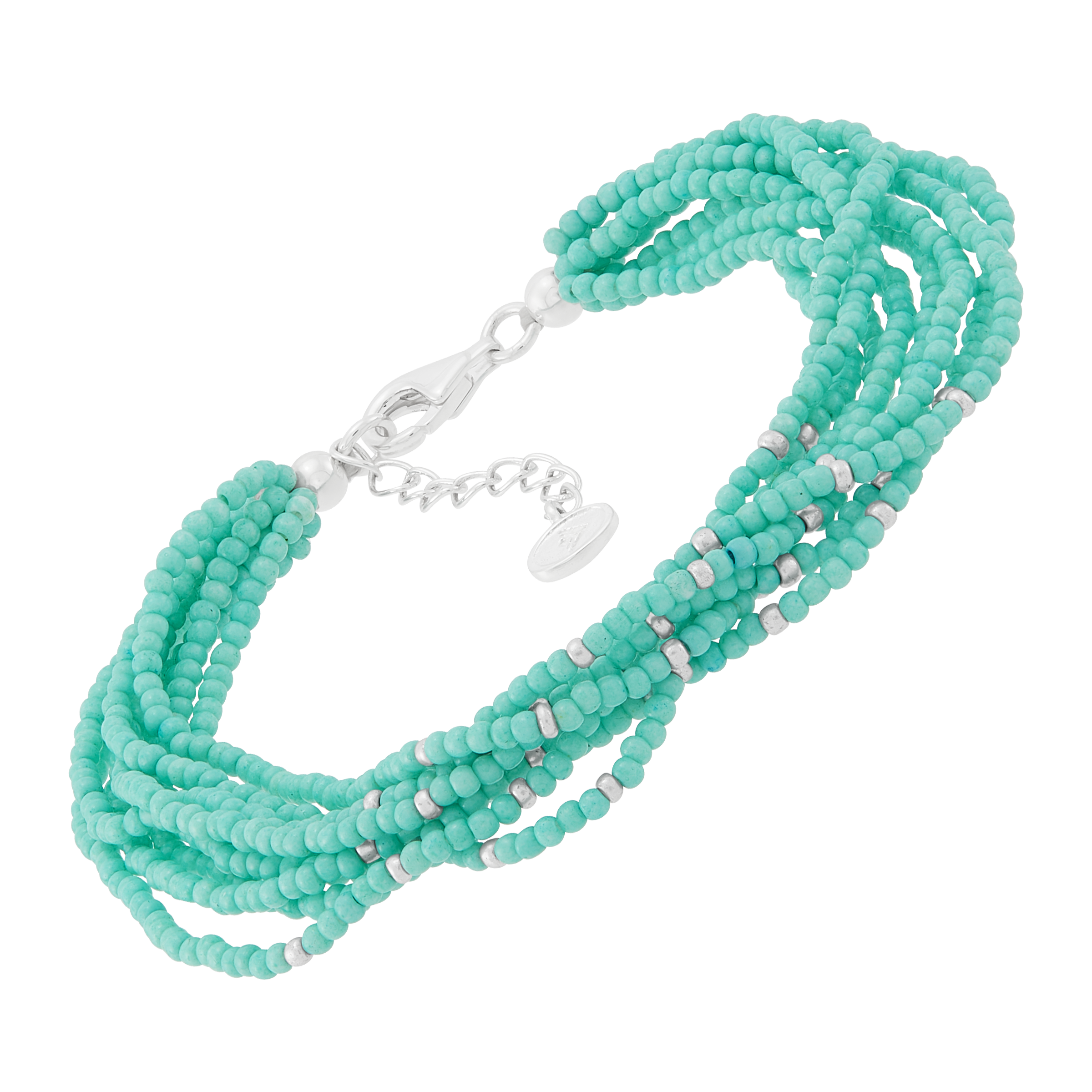 Silpada 'Tranquil Cascade' Sterling Silver Teal Seed Bead Bracelet, 8.25"