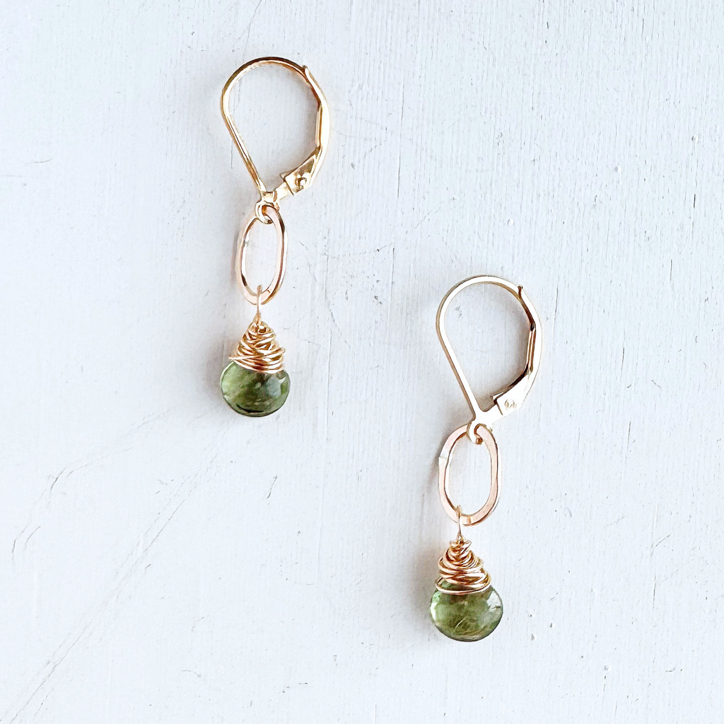 Peridot Bay Little Gemstone Drop Earrings - Gold Filled