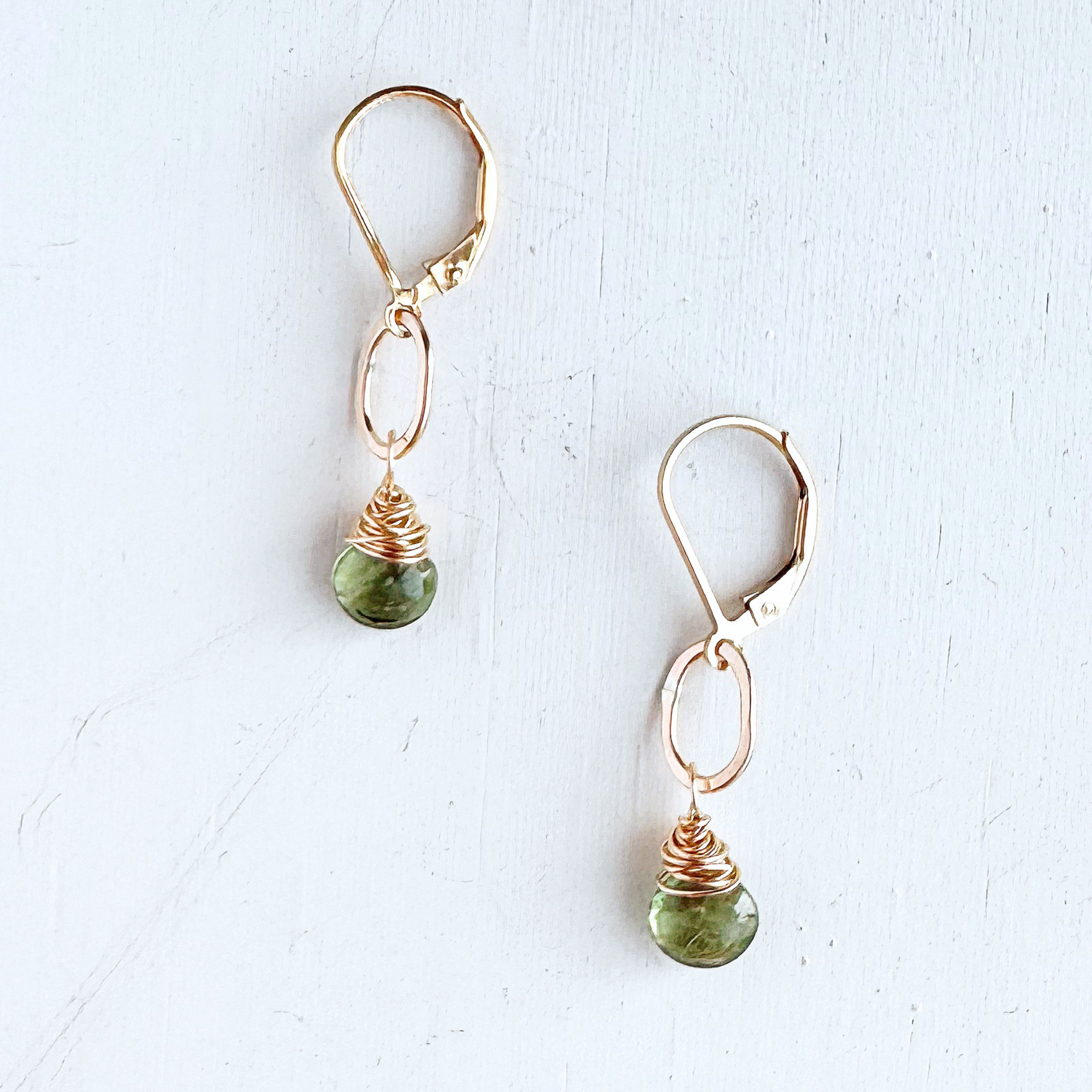 Peridot Bay Little Gemstone Drop Earrings - Gold Filled