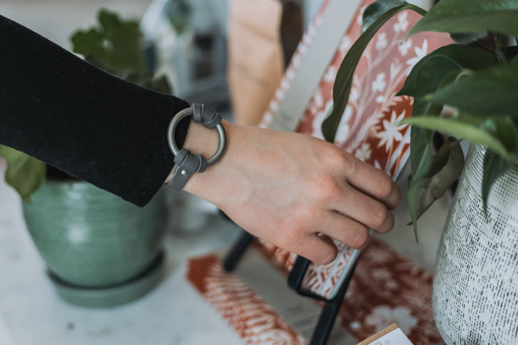 Equestrian-Inspired Chinati O-Ring Leather Bracelet