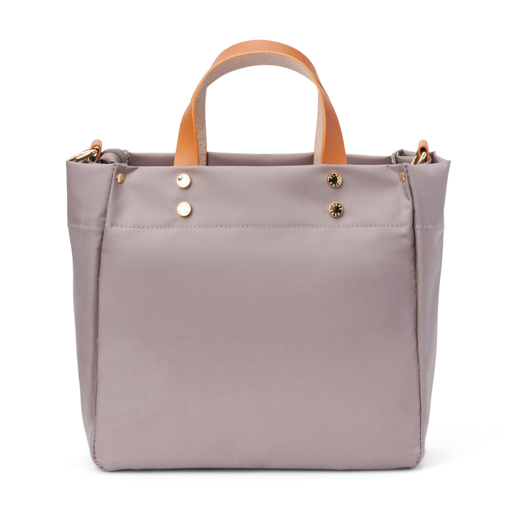 "Joey" Taupe Nylon Tote with Leather Accents