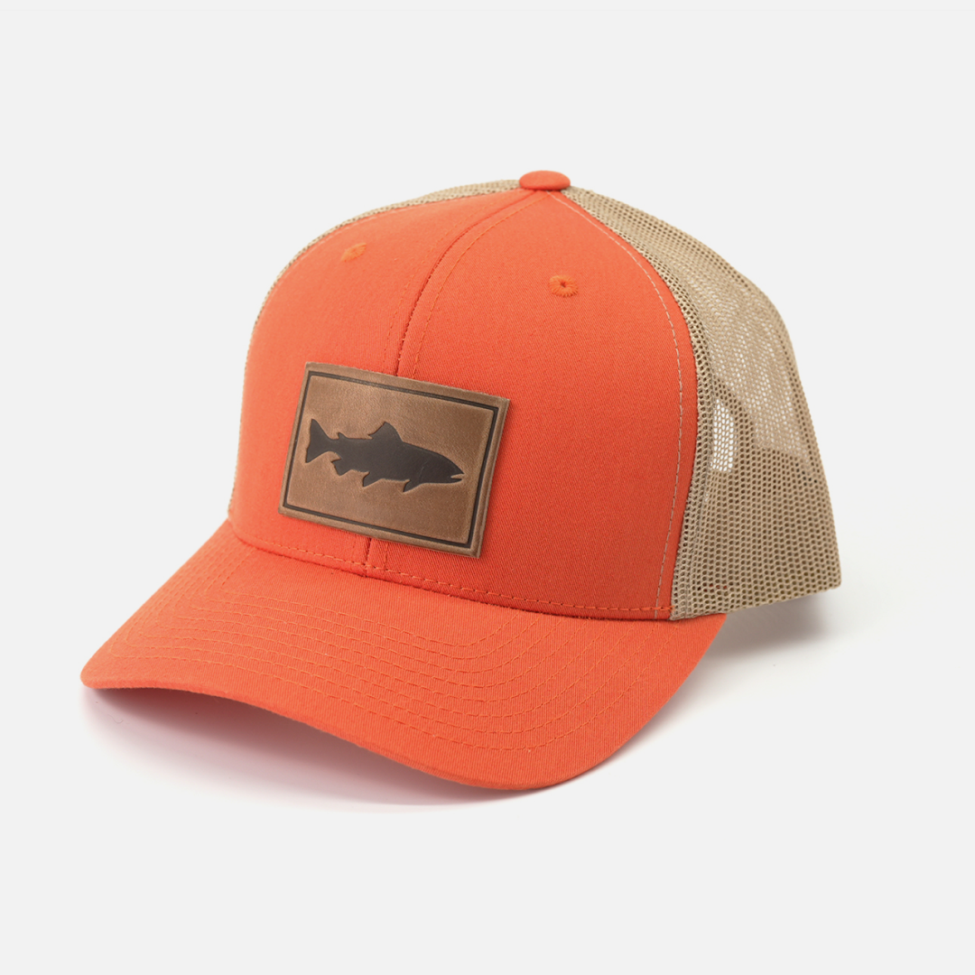 Trout Hat - Leather Patch Trucker Cap