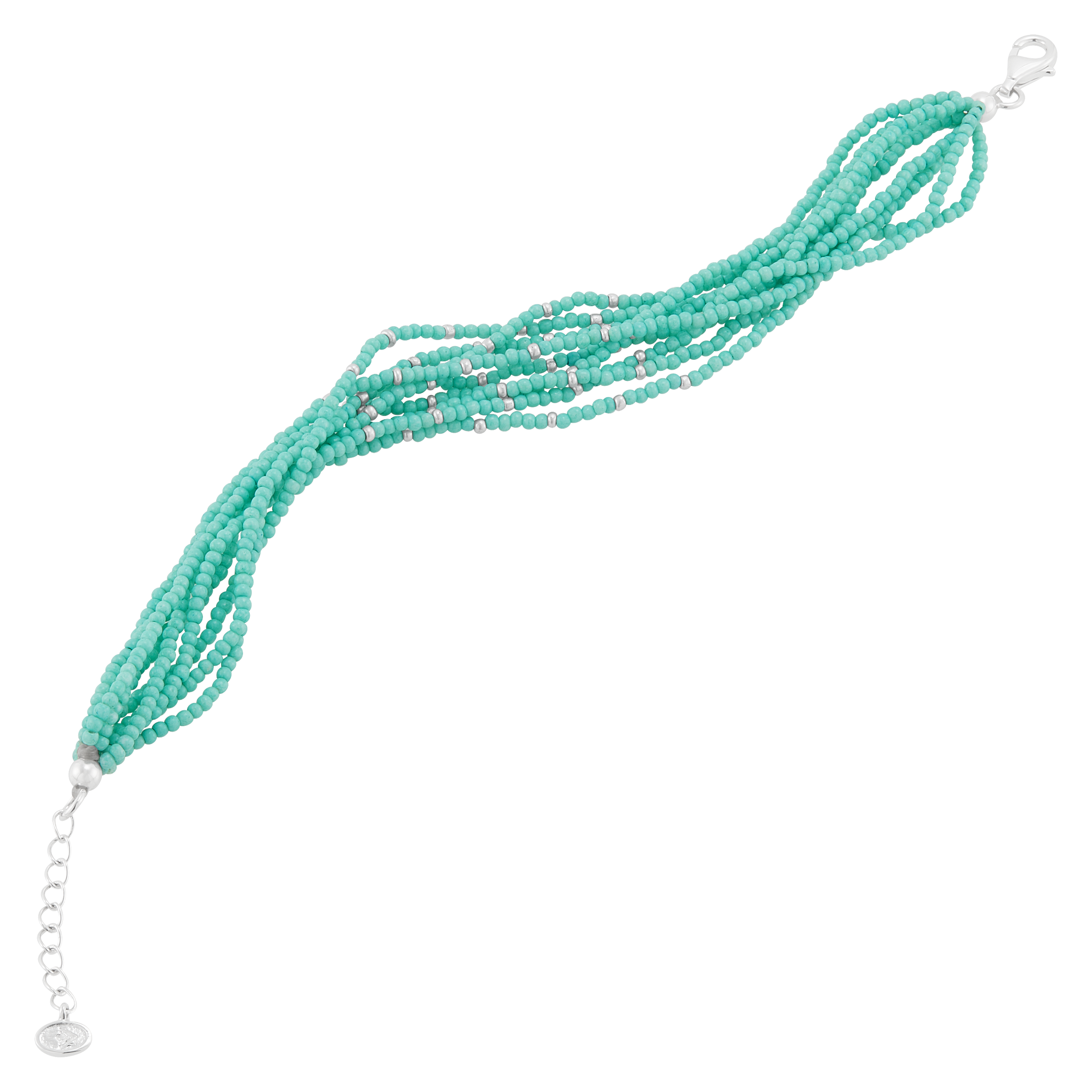 Silpada 'Tranquil Cascade' Sterling Silver Teal Seed Bead Bracelet, 8.25"