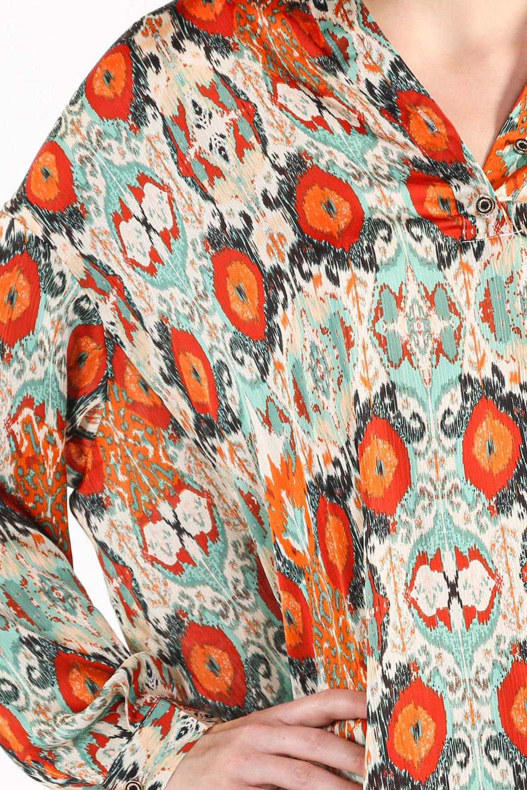Multicolor Print Collared High Low Dress LC3243