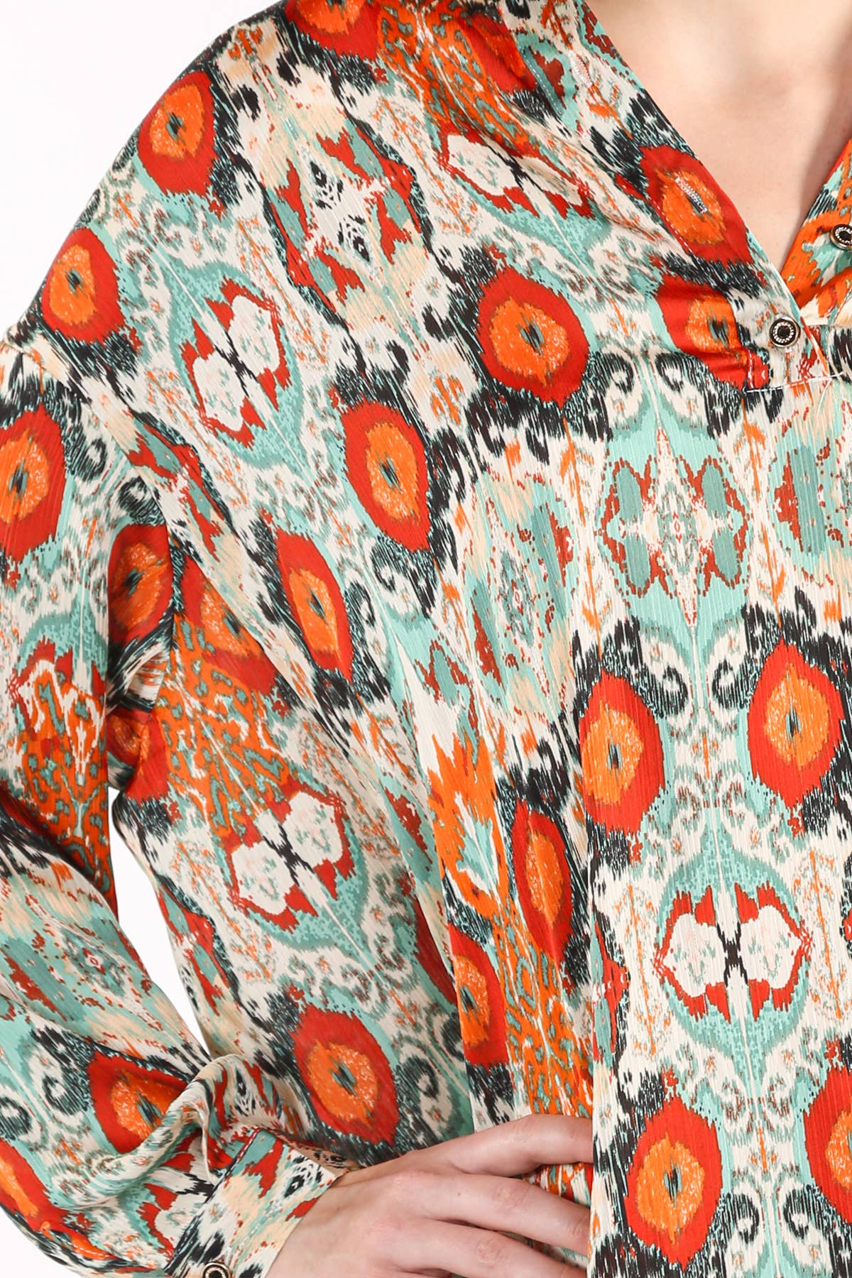 Multicolor Print Collared High Low Dress LC3243