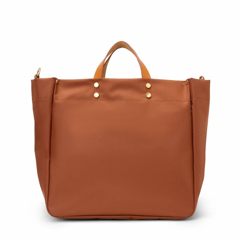 "Codie" Cognac Nylon Tote with Leather Accents