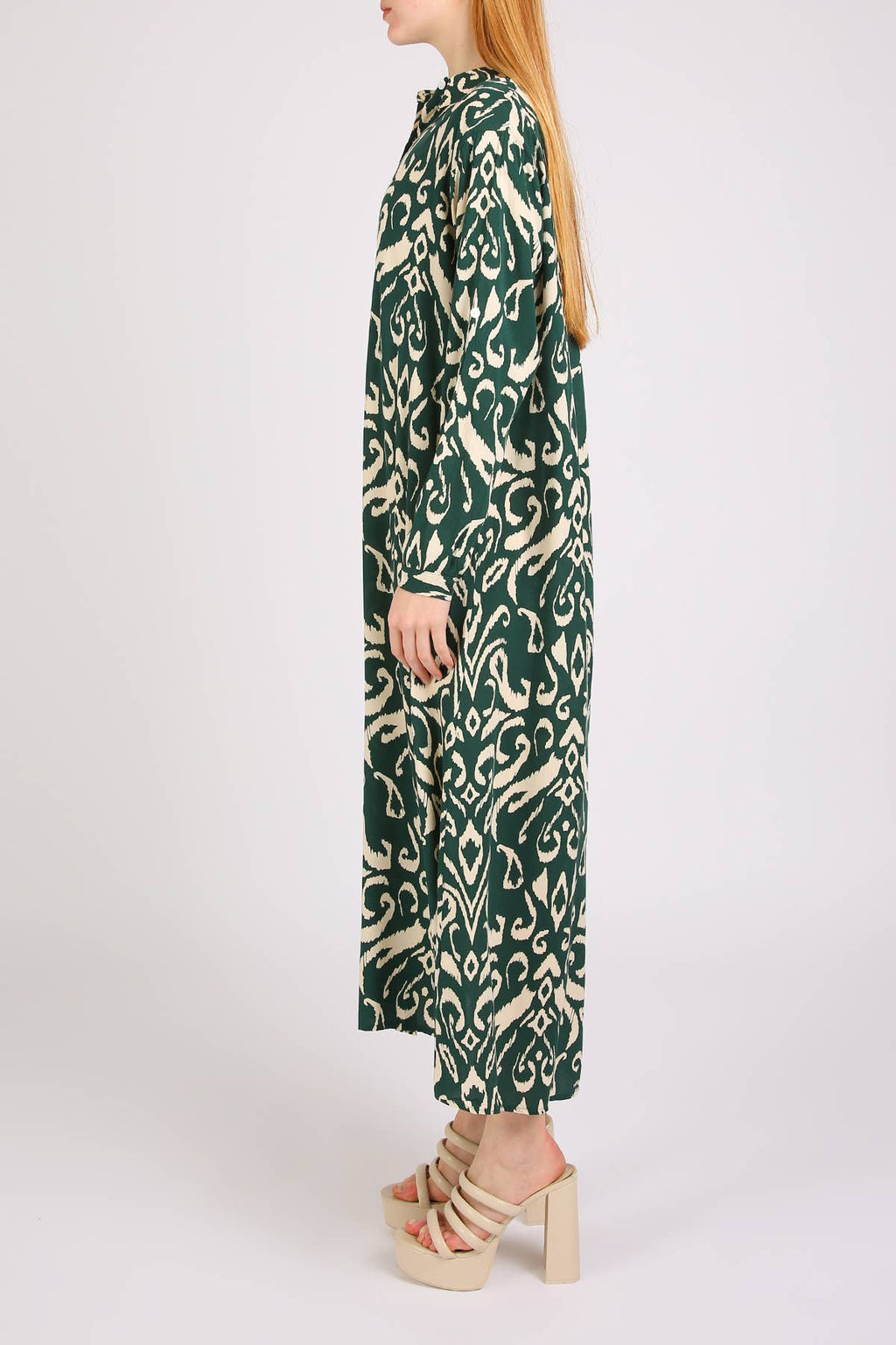 Abstract Contrast Printed Maxi Shirt Dress PM3077