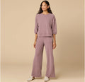 Softies Terry Cropped Sleeve with Wide Leg Pant - Driftwood