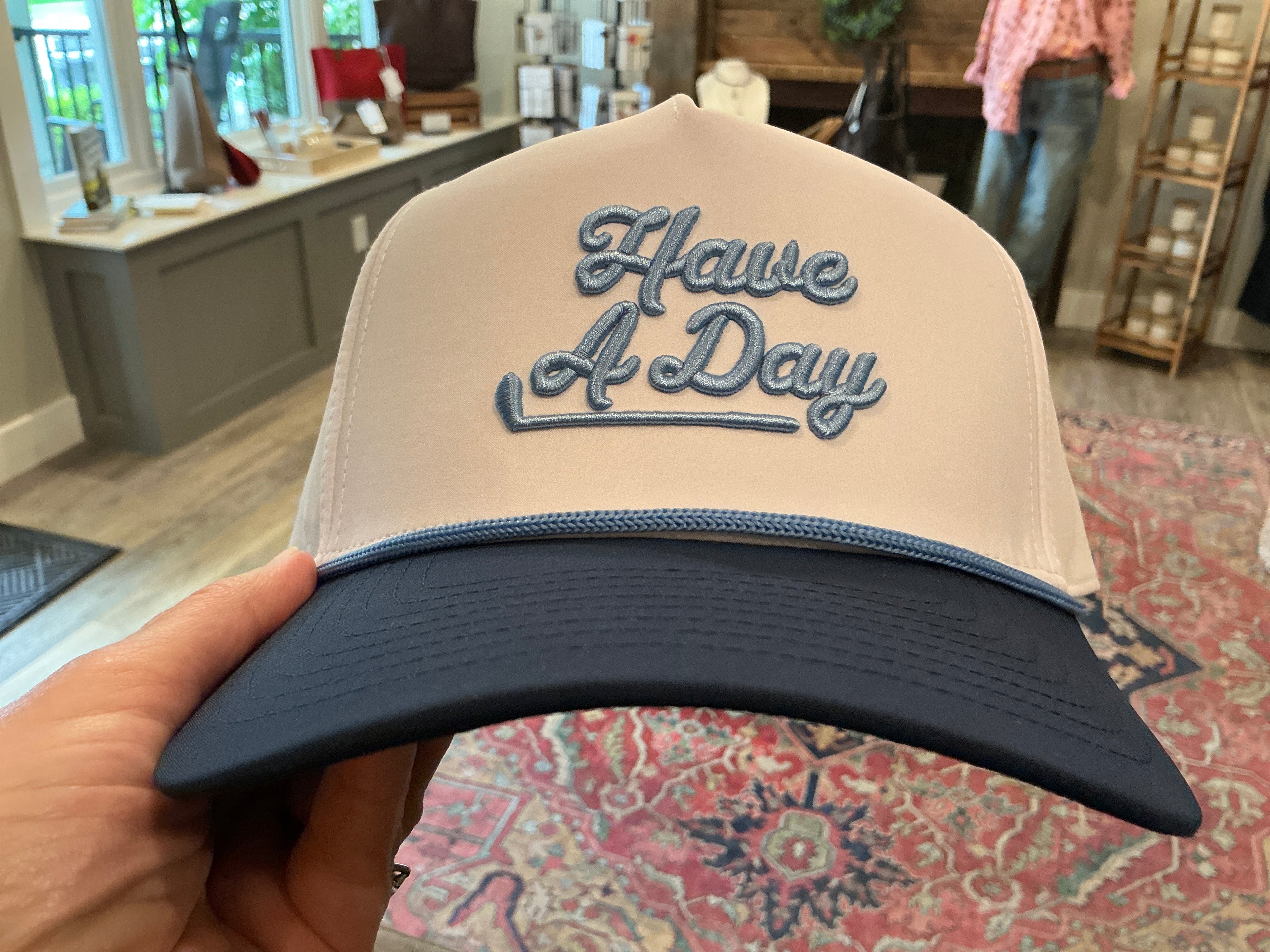 Have a Day Blue Contrast Rope Hat