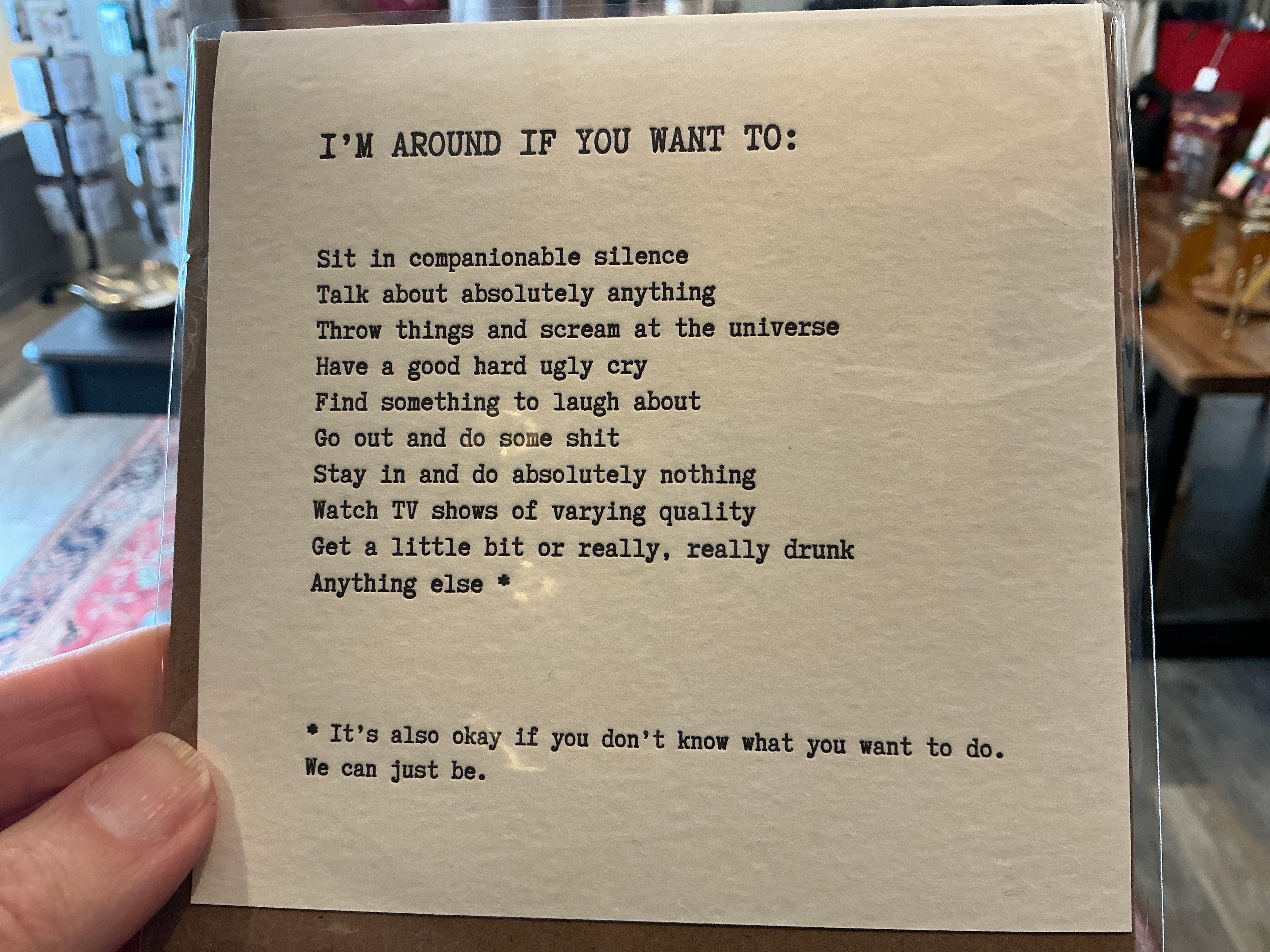 I’m around if you want to…