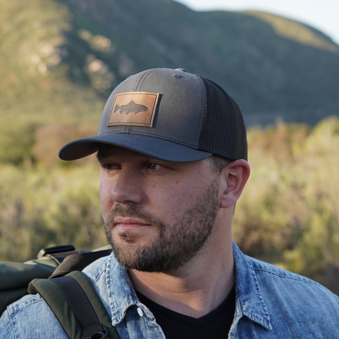 Trout Hat - Leather Patch Trucker Cap