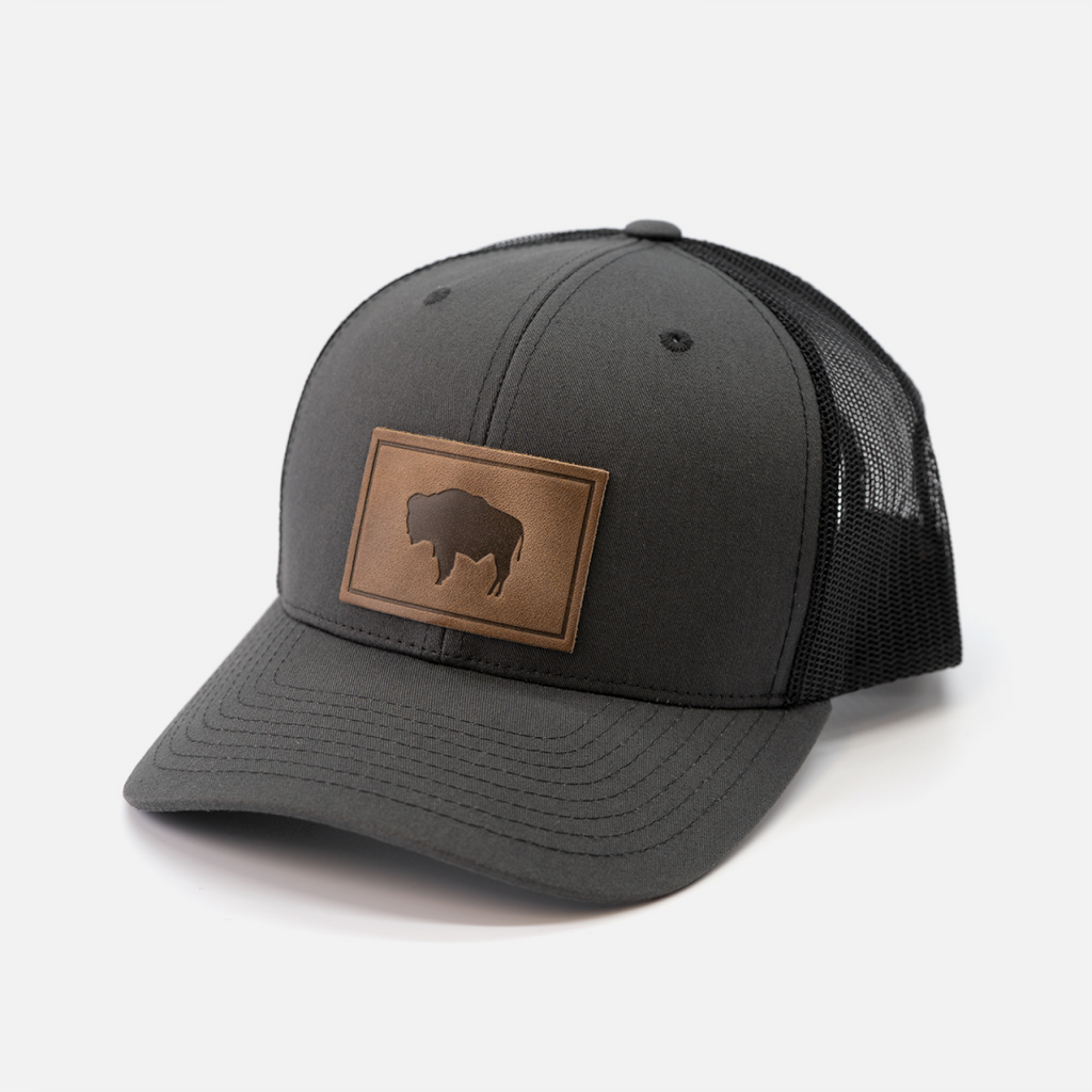 Buffalo Hat - Leather Patch Trucker Cap
