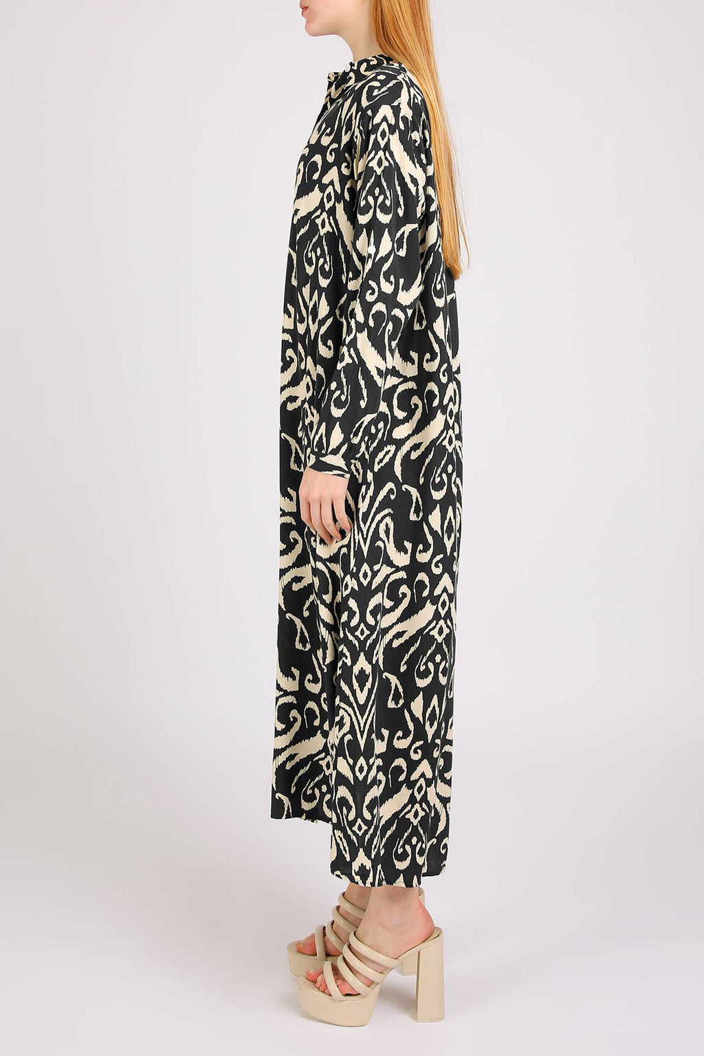 Abstract Contrast Printed Maxi Shirt Dress PM3077