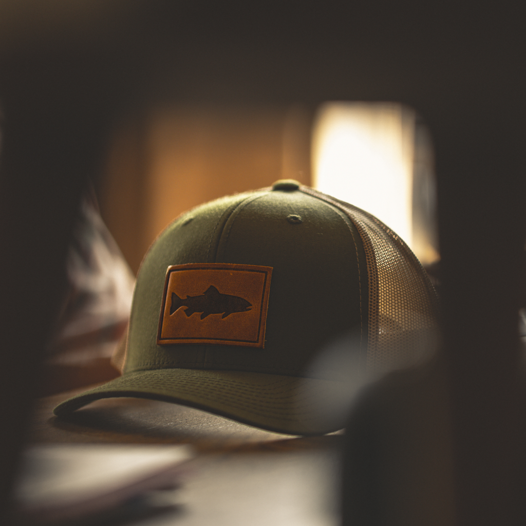 Trout Hat - Leather Patch Trucker Cap