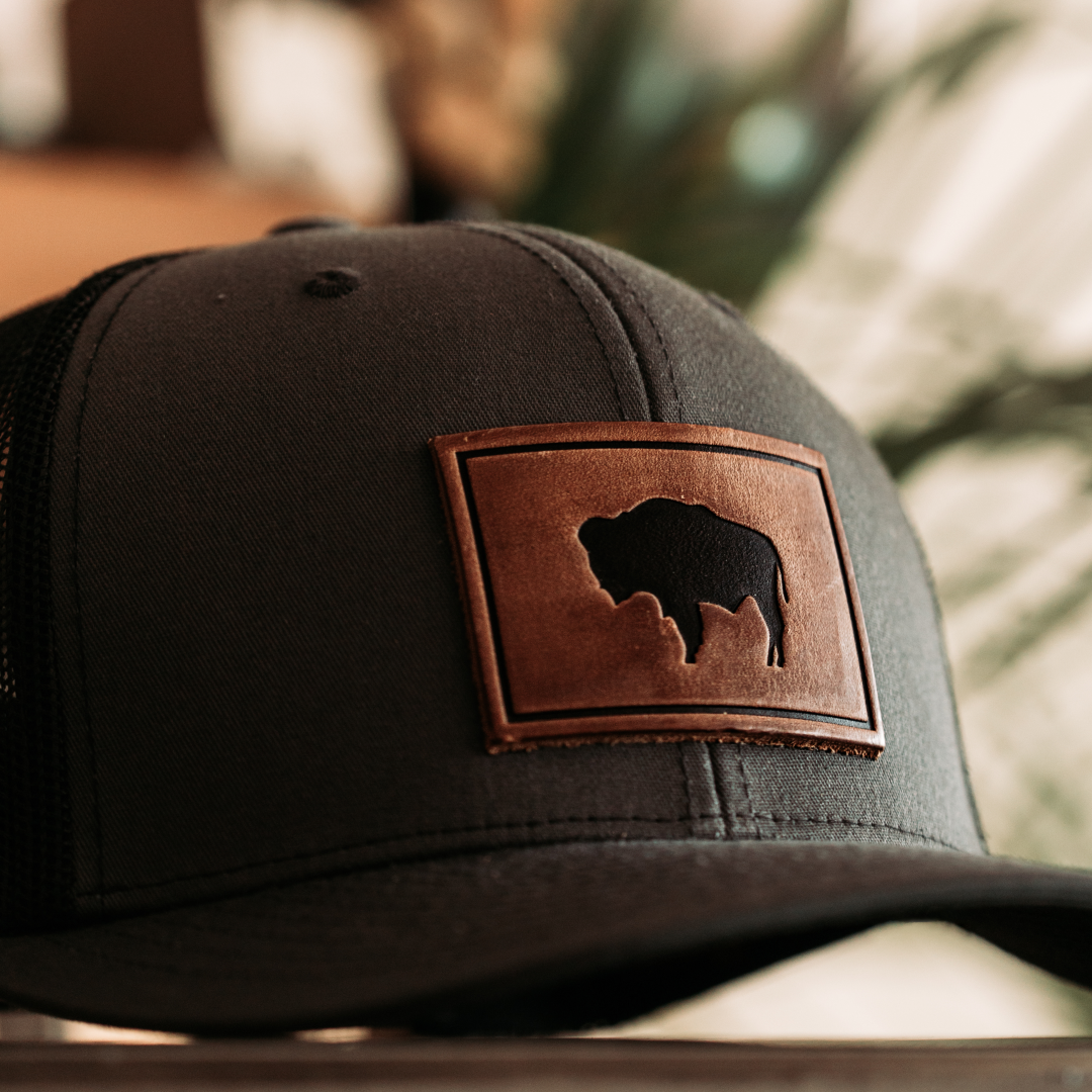 Buffalo Hat - Leather Patch Trucker Cap