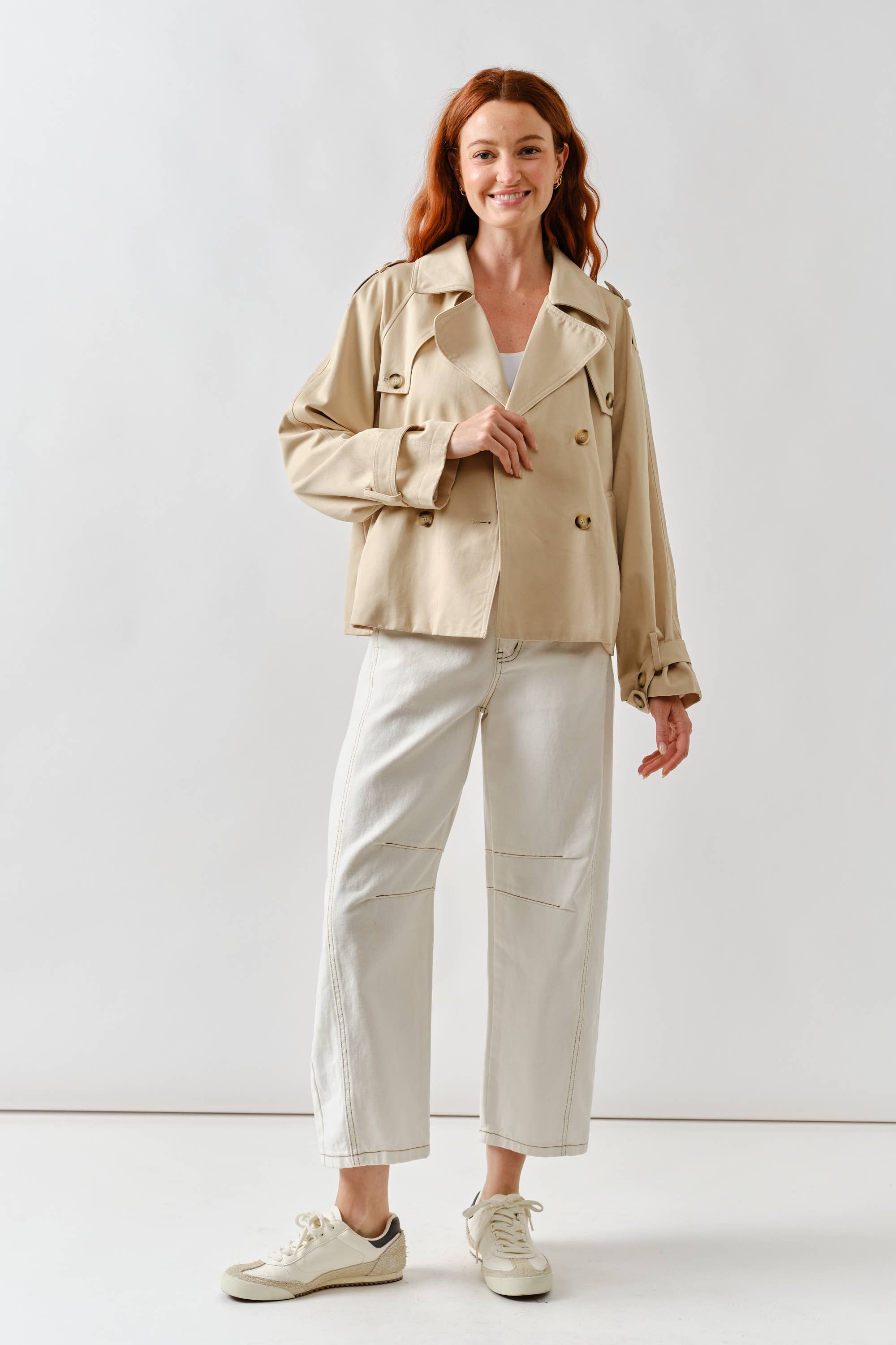 AJJ5018 HALF TRENCH DOUBLE BUTTON JACKET