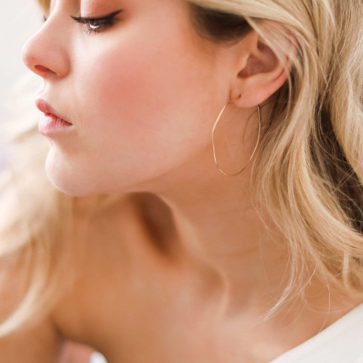 Minimal Hoop Earrings Handmade LARGE ORGANIC CIRCLE