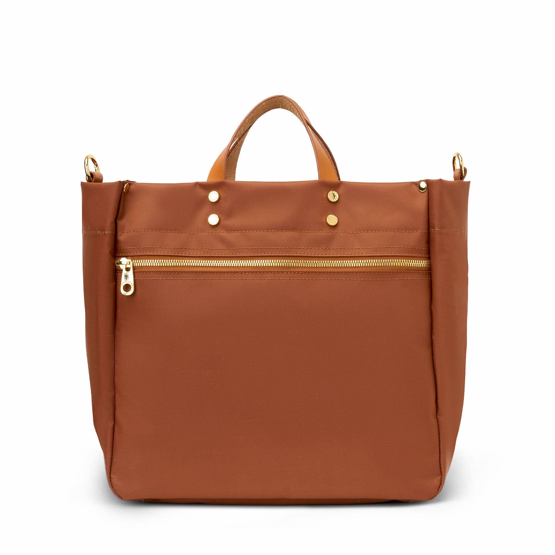 "Codie" Cognac Nylon Tote with Leather Accents