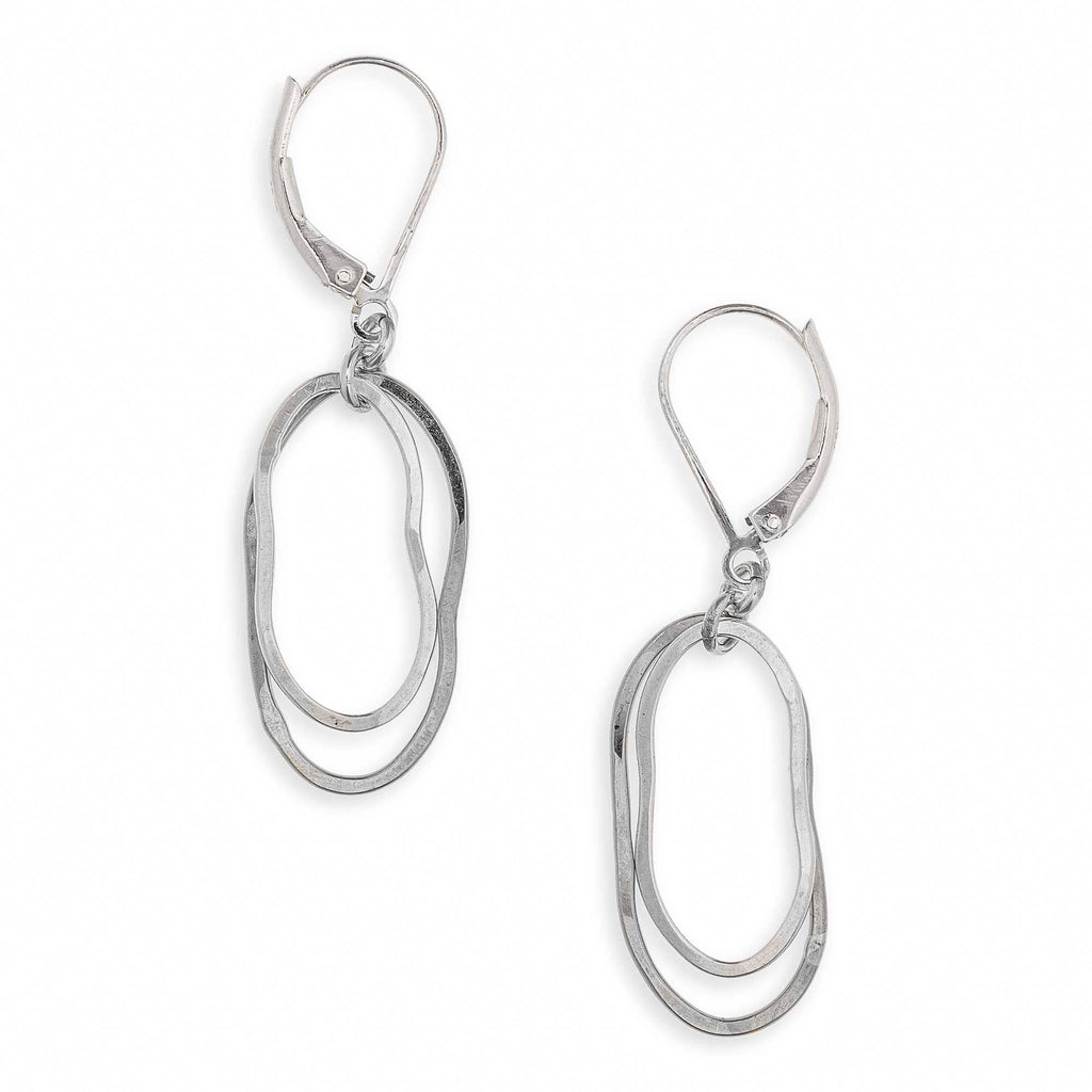Simple Flame Earrings, Stacked Oval Drops, silver or gold