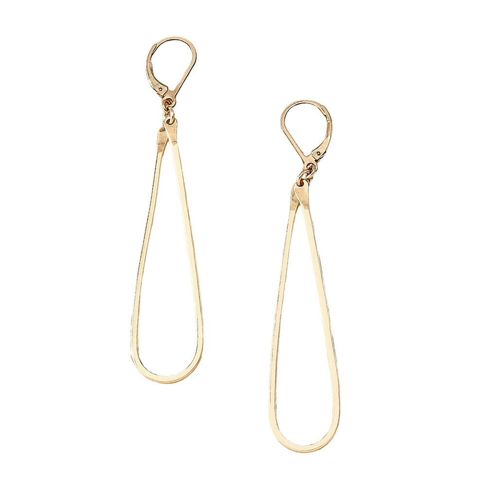 GLEAN Earrings Bold Long Skinny Teardrop Gold