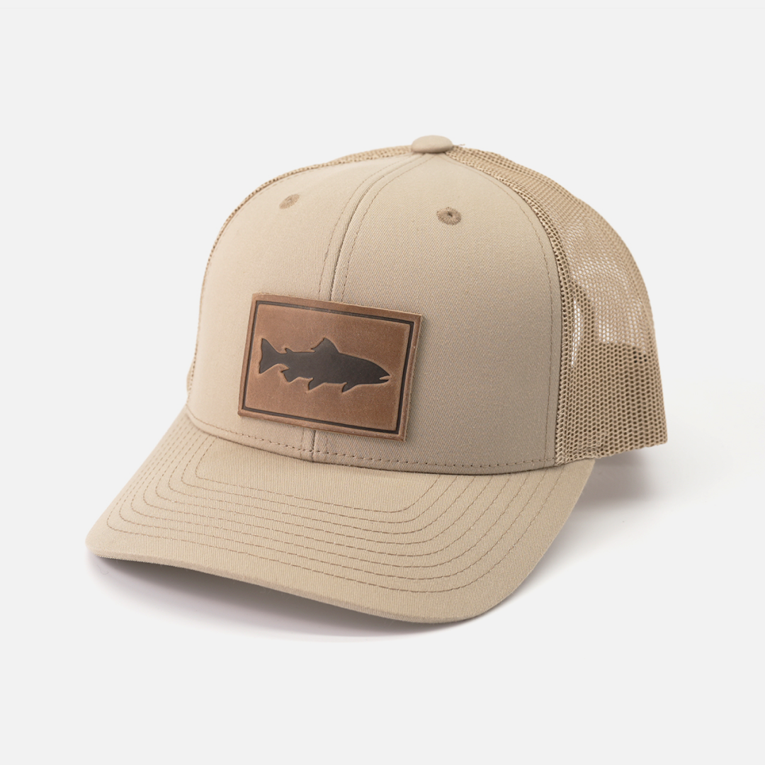Trout Hat - Leather Patch Trucker Cap