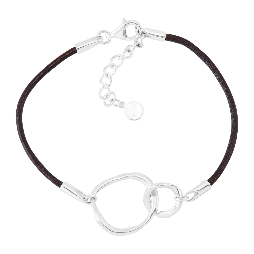 Silpada 'We Go Together' Silver Leather Bracelet, 7" + 1"