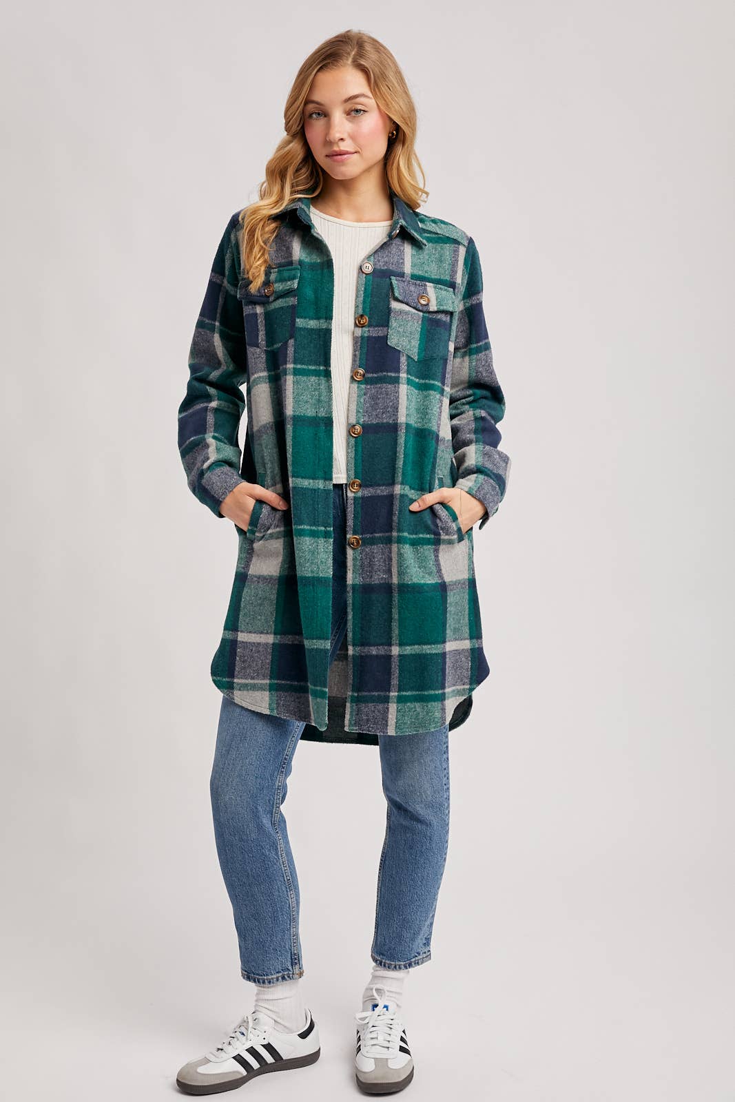 FLANNEL PLAID LONGLINE SHACKET