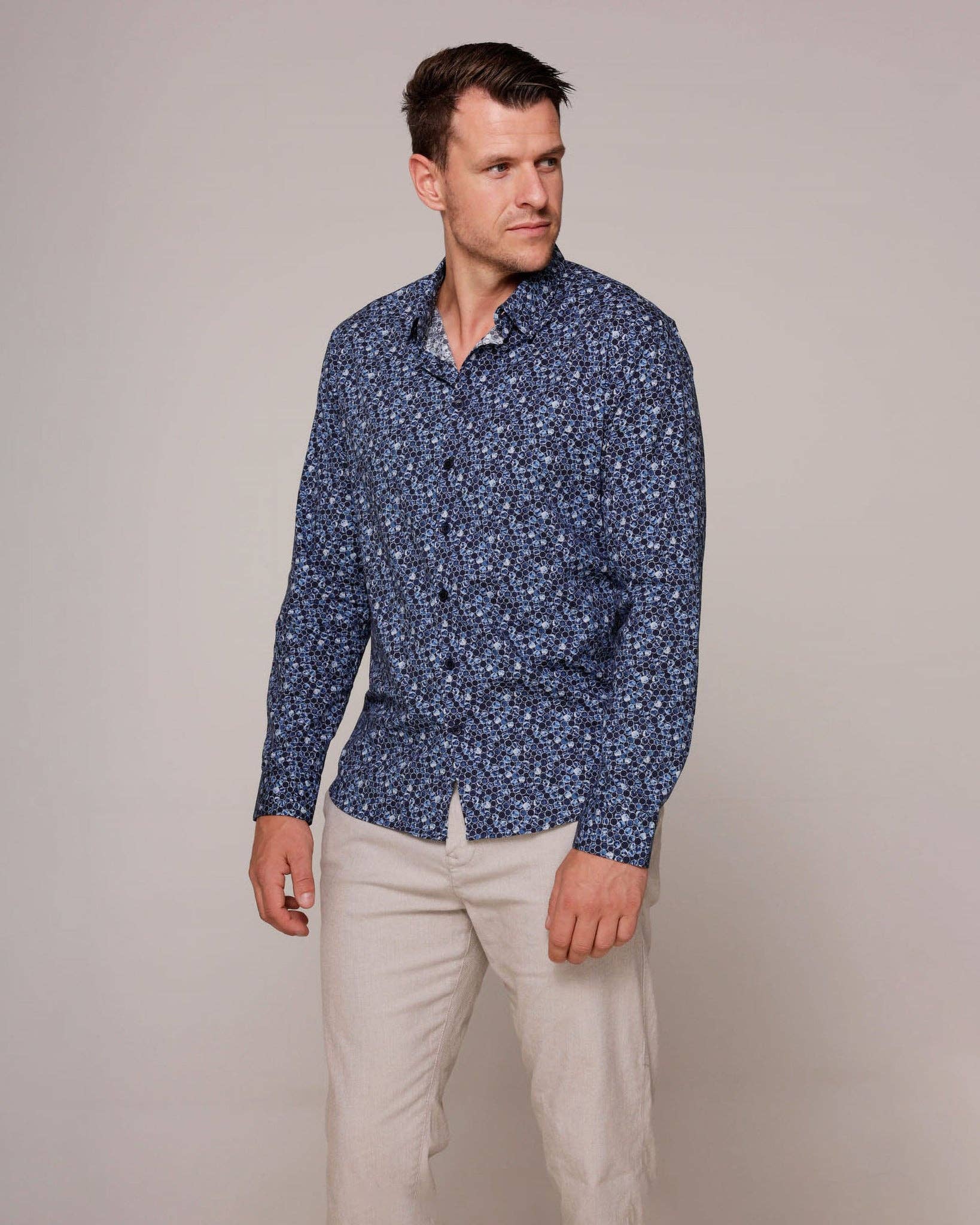Fontainebleau | Blue Circles Men's Elevated Printed Shirt