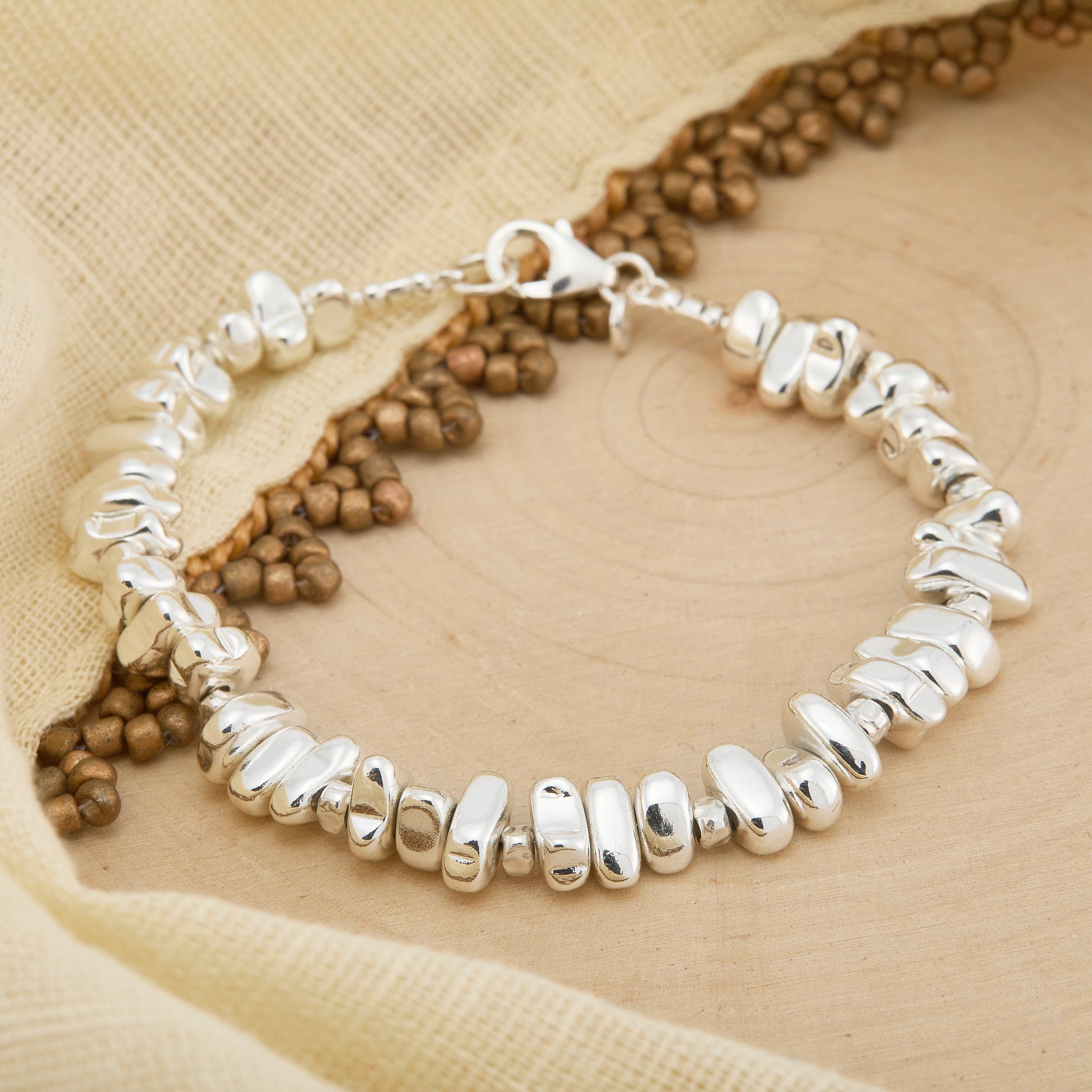 Silpada 'Collected Beauty'  Silver Hematite Bracelet. 7.5"