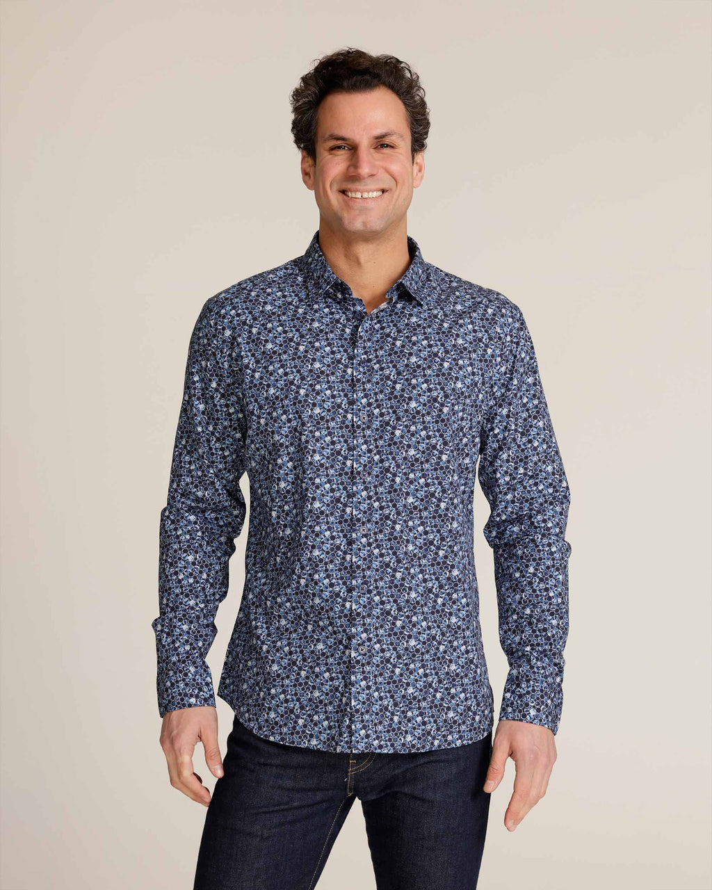 Fontainebleau | Blue Circles Men's Elevated Printed Shirt