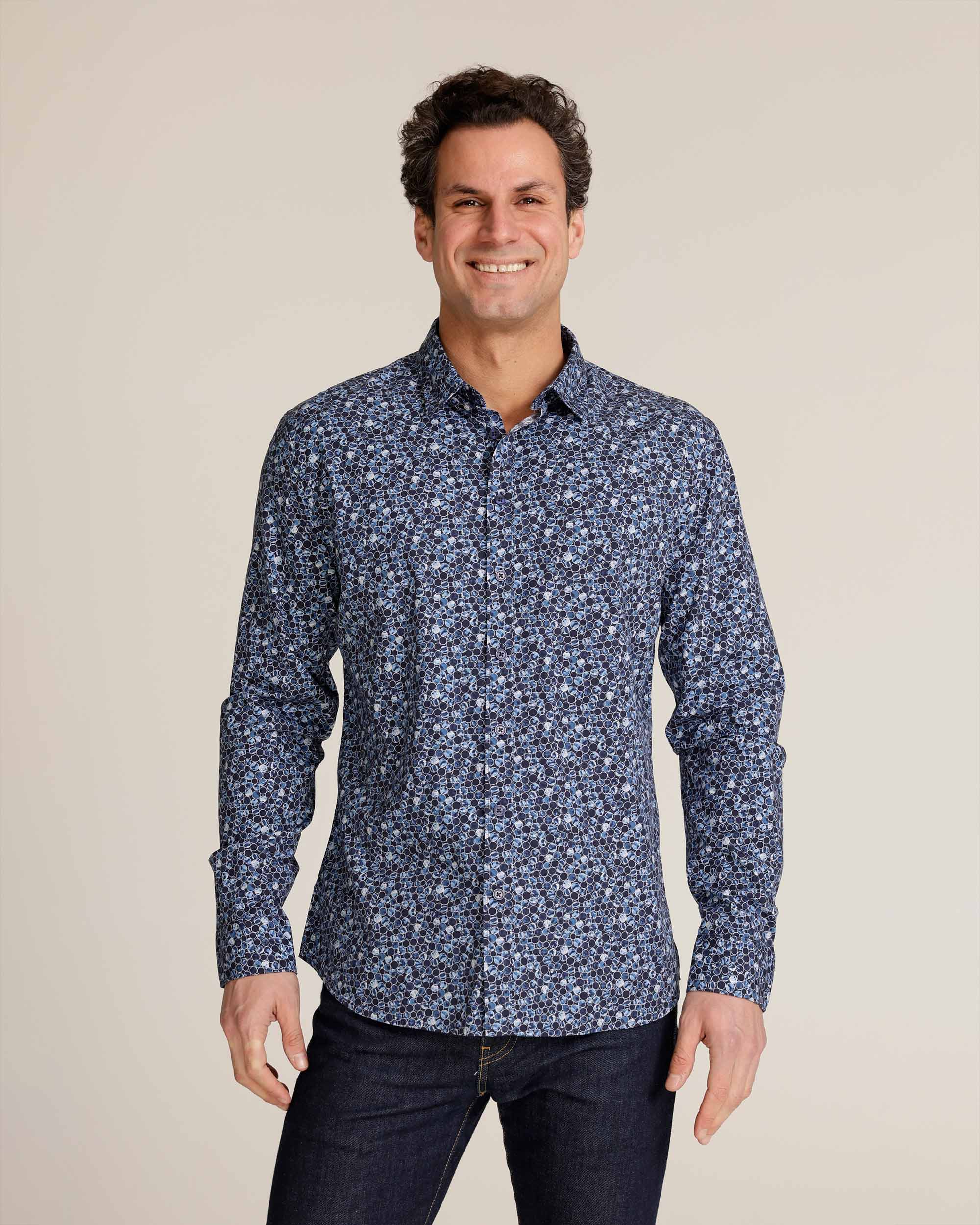Fontainebleau | Blue Circles Men's Elevated Printed Shirt