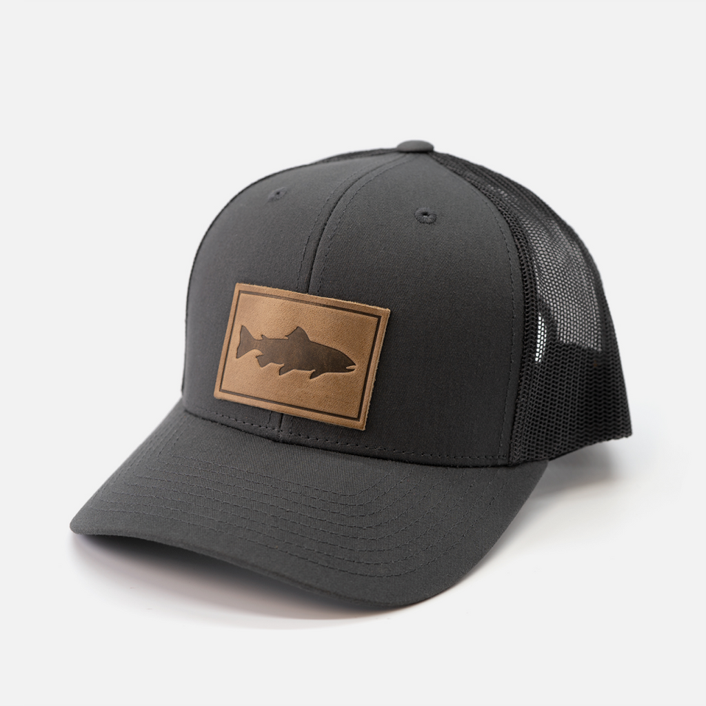 Trout Hat - Leather Patch Trucker Cap
