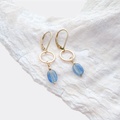 Bloom Tiny Earrings - Blue Kyanite on Gold Oval