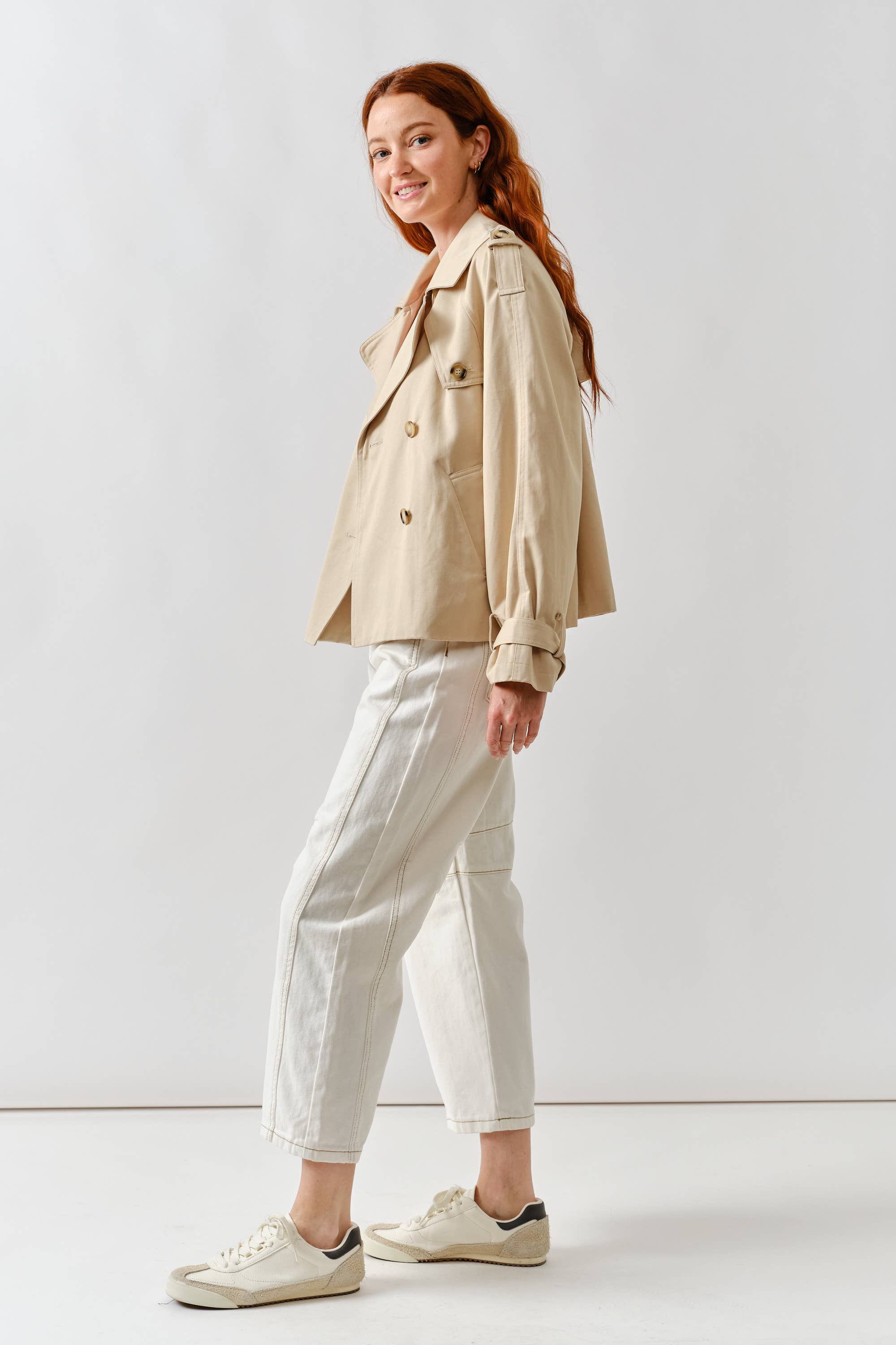 AJJ5018 HALF TRENCH DOUBLE BUTTON JACKET