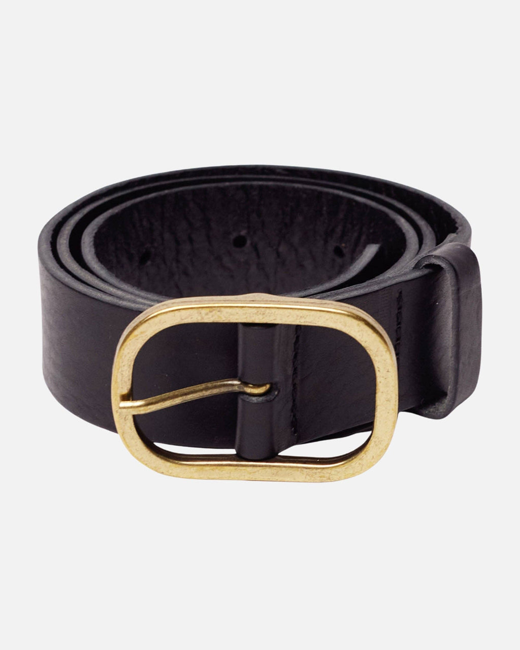 Marin | Gold Oval Buckle Design Statement Leather Belt Women