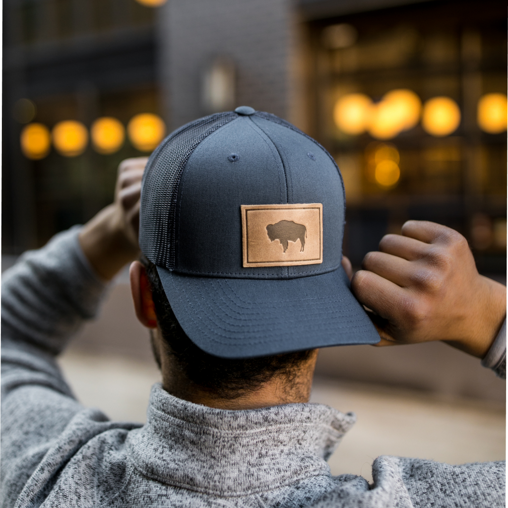 Buffalo Hat - Leather Patch Trucker Cap
