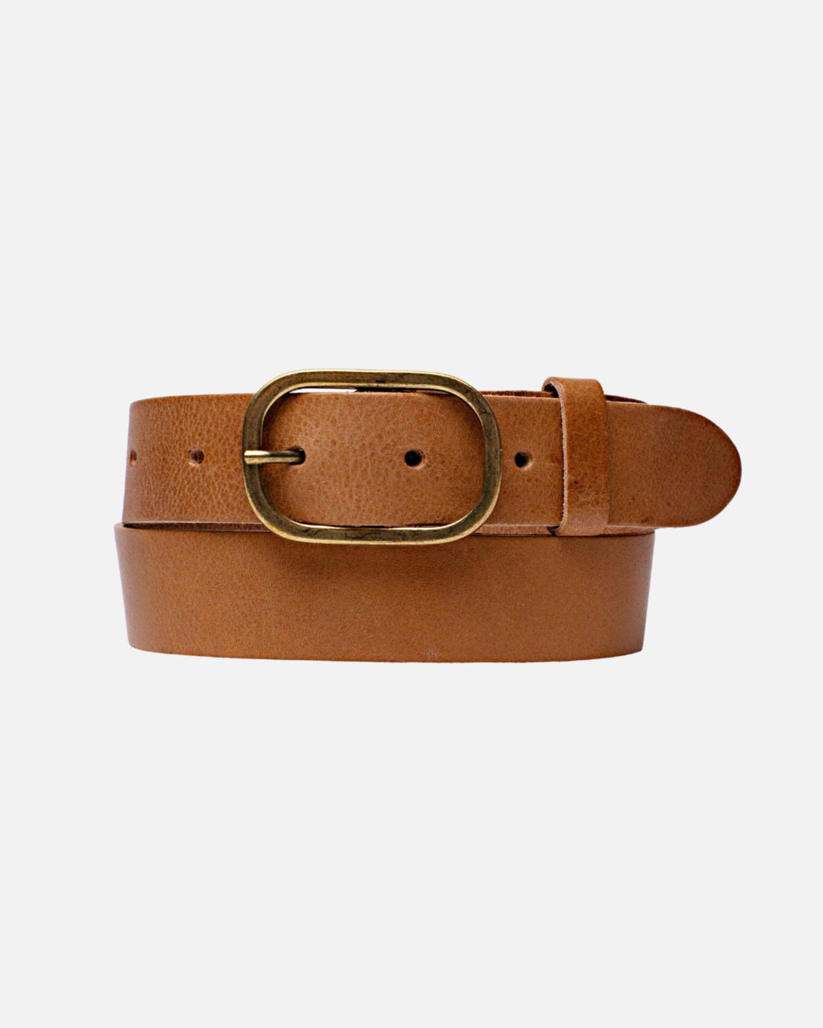 Marin | Gold Oval Buckle Design Statement Leather Belt Women