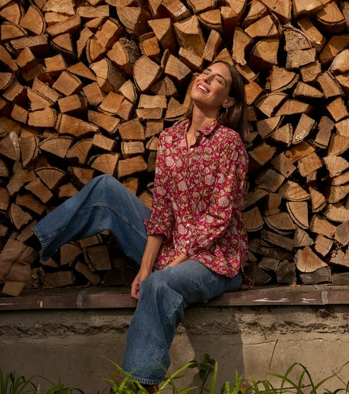 Good Boyfriend Shirt - Devon Floral BlackBerry