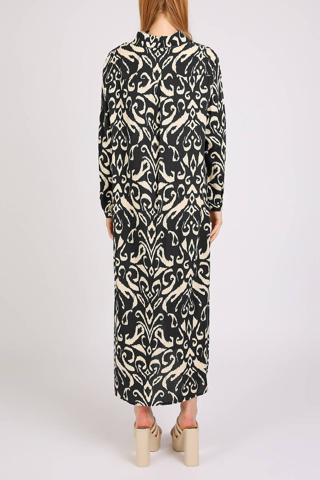 Abstract Contrast Printed Maxi Shirt Dress PM3077