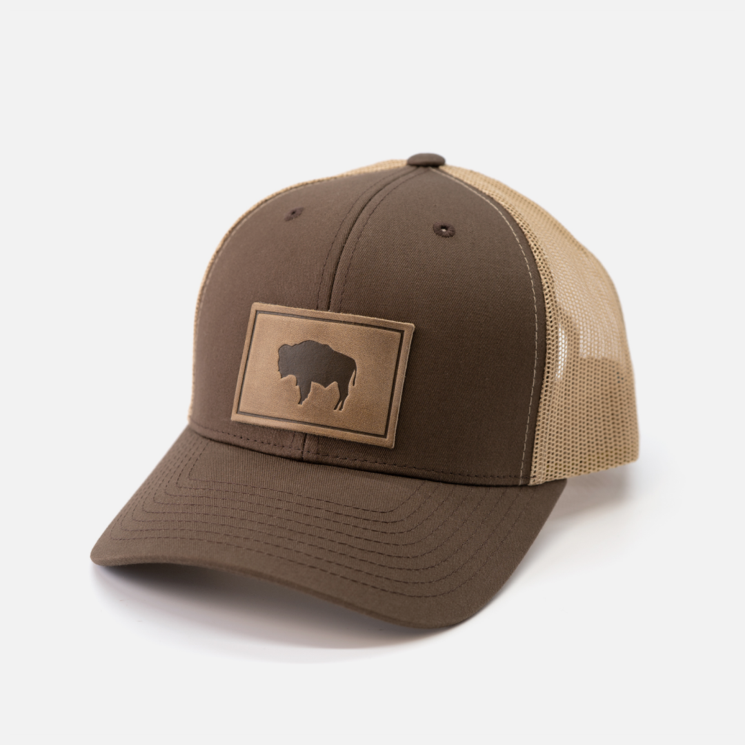 Buffalo Hat - Leather Patch Trucker Cap